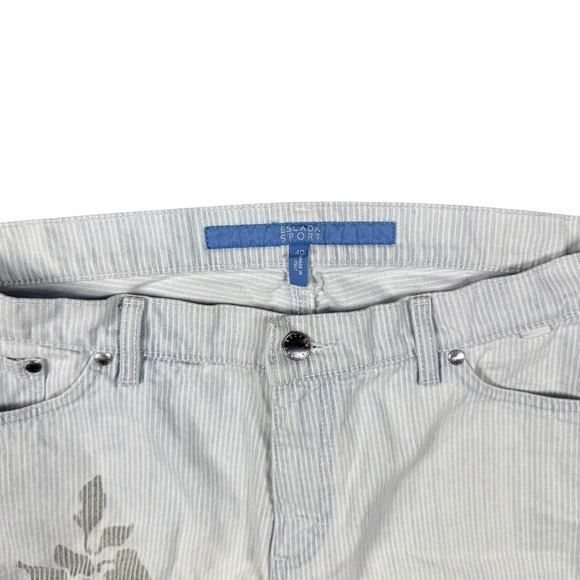 Escada Sport Lisa Womens Jeans IT 40 Blue Striped Floral Print Cropped Bootcut - Picture 6 of 9
